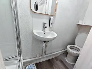 a small bathroom with a toilet and a sink at Cherry Studio - Self Contained One-Bed Studio Flat in Oxford