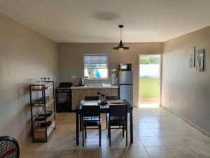 a kitchen with a table and chairs in a room at Passion Care in Willemstad