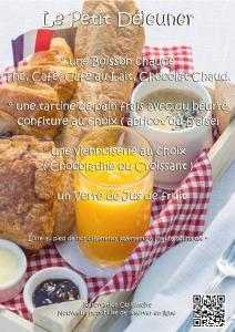 a flyer for a restaurant with a plate of food at Cabane Le Nid - CANAL DU MIDI in Carcassonne
