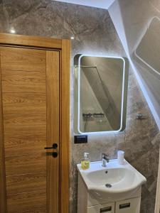 a bathroom with a sink and a mirror at Brvnare na Oku Zlatibor in Ocka Gora +16 photos