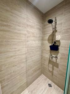 a bathroom with a shower stall with a shower at Eleve Residences - Sand Studio in Sofia