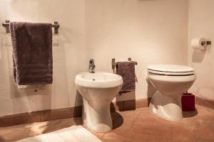 a bathroom with a toilet and a sink at Da Leo in Montefollonico