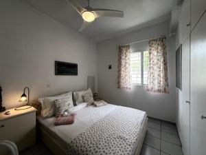 a bedroom with a bed and a window at Ellis house Agnanti in Kalives Poligirou