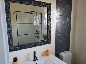 a bathroom with a sink and a mirror at appartement F2 in Ferrel