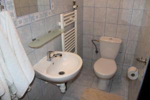 a bathroom with a toilet and a sink at Apartmán Turista in Pavčina Lehota