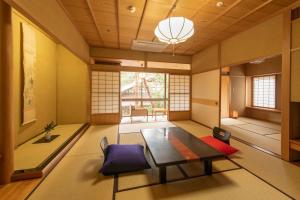 a japanese room with a table and chairs at Hoshi in Komatsu +113 photos