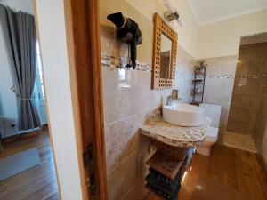 a bathroom with a sink and a toilet at La Maison du Canal- vue Canal- L'ère du Temps in Homps