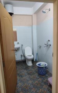 a bathroom with a toilet and a sink at Marigold in Kalimpong