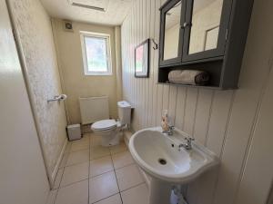 a bathroom with a sink and a toilet at Avalon Lodge in Bridlington +18 photos