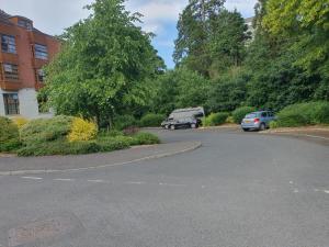 a parking lot with cars parked on the side of a street at Sequoia Tree in Belfast