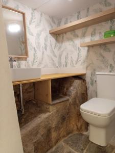 a bathroom with a toilet and a sink at Apartamentos Almenada in Llanes +56 photos