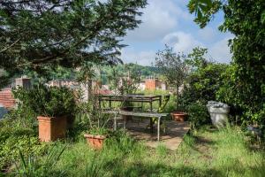 a picnic table in the middle of a garden at Les Jardins Suspendus in Lyon +9 photos