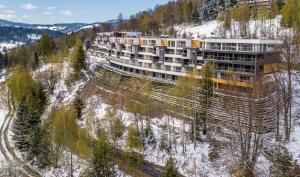 an aerial view of a building under construction at Apartment Mountain Panorama in Wisła