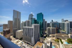 a view of a city skyline with skyscrapers at Stylish Pool Stay Near Brickell & Beach in Miami
