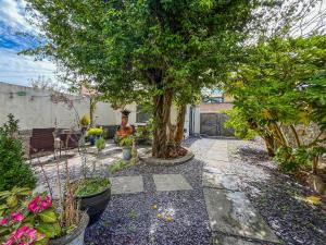 a garden with a tree and a walkway at Olveston in Llandudno +10 photos