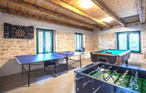 a ping pong room with two ping pong tables at Stone house Lila Kamenmost Imotski in Kamenmost