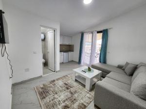 a living room with a couch and a table at Allma Kitesurf in Donji Štoj