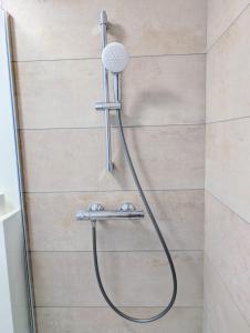 a shower with a shower head in a bathroom at Maisonnette proche centre ville et plage in Saint-Brevin-les-Pins +19 photos