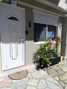 a door to a house with flowers in front of it at Studio 35 - Modern & Cozy Studio in Chalandri City Center in Athens