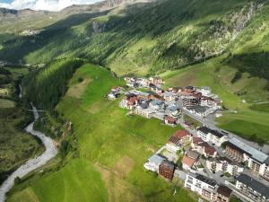 an aerial view of a resort in the mountains at The Moss - Your unique hideaway in Obergurgl