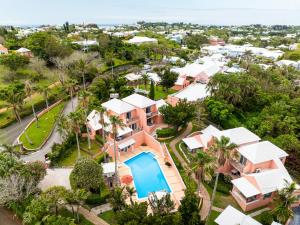 an aerial view of a house with a swimming pool at Fourways Inn in Chelston