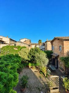 an overhead view of an old town with plants and buildings at il "Terrazzino" nel cuore di Siena in Siena