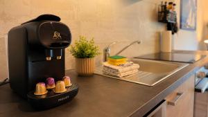 a coffee maker sitting on a counter next to a sink at Apartment Relax - Stubenbergsee in Stubenberg