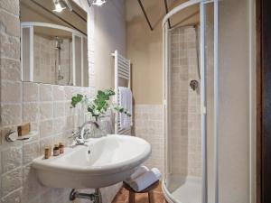 a bathroom with a sink and a shower at Tenuta Valdea in Firenzuola +69 photos