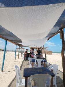 a group of people sitting in chairs on the beach at Kaigeemayapo in Manaure