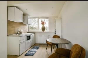 a kitchen with a table and chairs and a sink at The Rietvink Residence in Wervershoof
