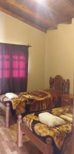 a bedroom with two beds and a window at La Posta de Gherard in Maimará