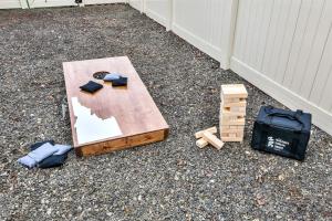 a table with a picture of a person on the ground at Highland Haven by Settler's Park in Meridian
