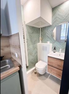 a small bathroom with a toilet and a sink at Cocon Hypercentre Aix-en-Provence in Aix-en-Provence