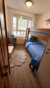 a bedroom with a bunk bed and a desk at Ferienwohnung De Diek 103 in Dorum-Neufeld
