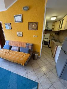 a living room with a couch and a kitchen at Stas Apartments in Đenovići
