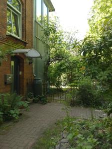 an entrance to a brick building with a iron gate at Apartment Wallblick in Nienburg