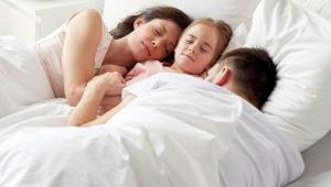 a group of three people sleeping in a bed at Magnuson Hotel Fowlerville in Fowlerville