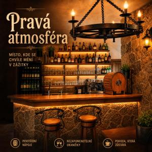 a poster of a bar in a restaurant at Panorama Lodge in Pec pod Sněžkou