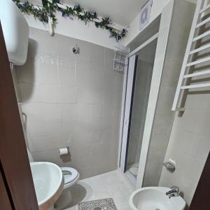 a bathroom with a toilet and a sink and a shower at Locazione Turistica LBS, San Giacomo , Spoleto in San Giacomo