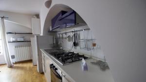 ミラノにあるItalianway-Forcellaのキッチン(コンロ付) 冷蔵庫の横にトップオーブン