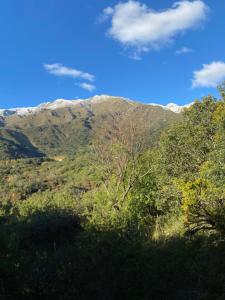 a view of a mountain range with a tree at Carumel in Villa Ciudad Parque