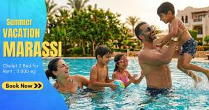 a family in the swimming pool at a resort at Marassi in El Alamein