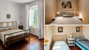 two pictures of a bedroom with two bunk beds at I Segreti del Borgo - Cosmopolitan in Ostra