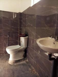 a bathroom with a toilet and a sink at SEE CHAIN Resort in Digana