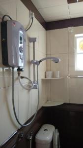 a bathroom with a shower and a toilet in it at SL Apartment in Cameron Highlands