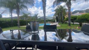 a glass table with a trophy on top of it at Sole nascente in Furci Siculo