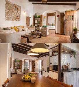 a collage of a living room and a dining room at Monte da Lagoa in Altura