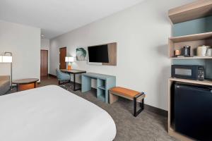 a hotel room with a bed and a tv at Comfort Suites Sanford in Sanford
