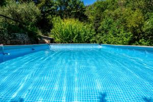 a swimming pool with blue tiles on top of it at Bastide Du Maoupas Gîtes in Belgentier