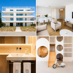a collage of pictures of a building at PROMENADA apartamenty & spa PRZY PLAŻY in Władysławowo
